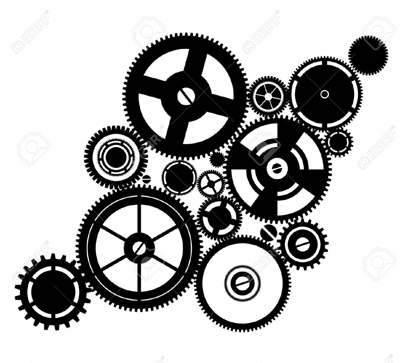 10083505-silhouette-clockwork--Stock-Vector-watch-mechanism-mechanical